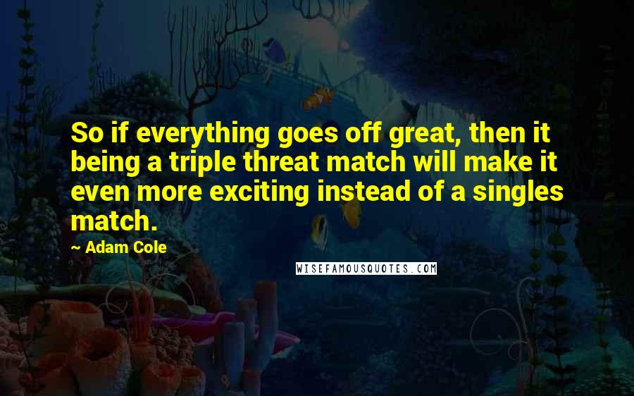 Adam Cole Quotes: So if everything goes off great, then it being a triple threat match will make it even more exciting instead of a singles match.