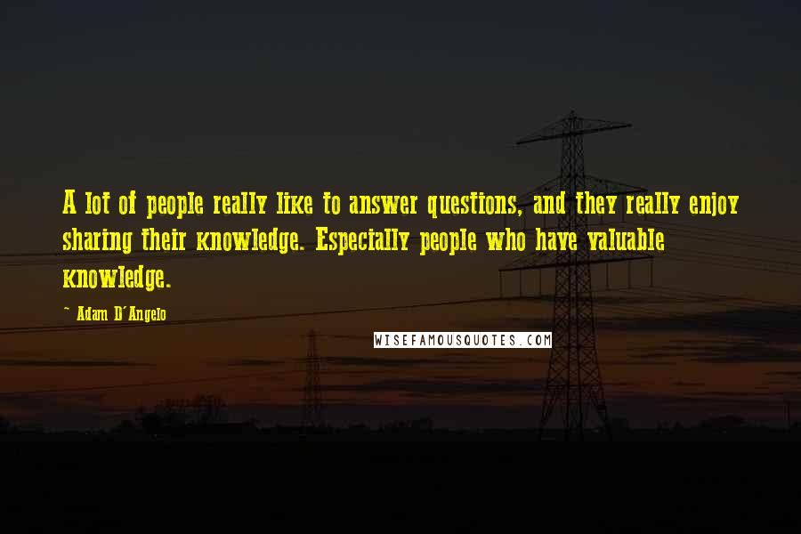 Adam D'Angelo Quotes: A lot of people really like to answer questions, and they really enjoy sharing their knowledge. Especially people who have valuable knowledge.