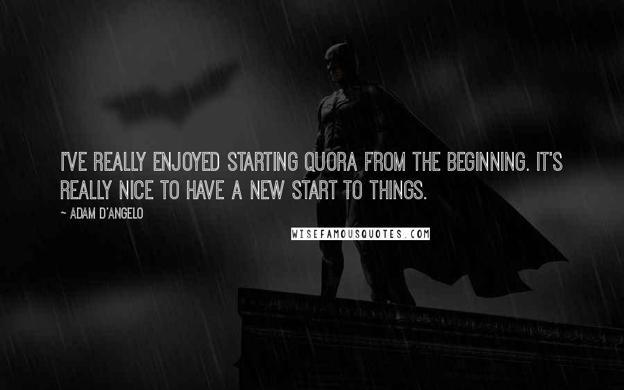 Adam D'Angelo Quotes: I've really enjoyed starting Quora from the beginning. It's really nice to have a new start to things.