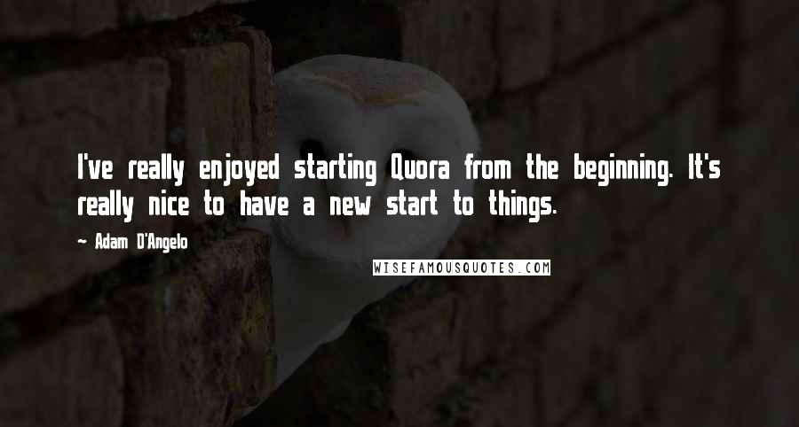 Adam D'Angelo Quotes: I've really enjoyed starting Quora from the beginning. It's really nice to have a new start to things.