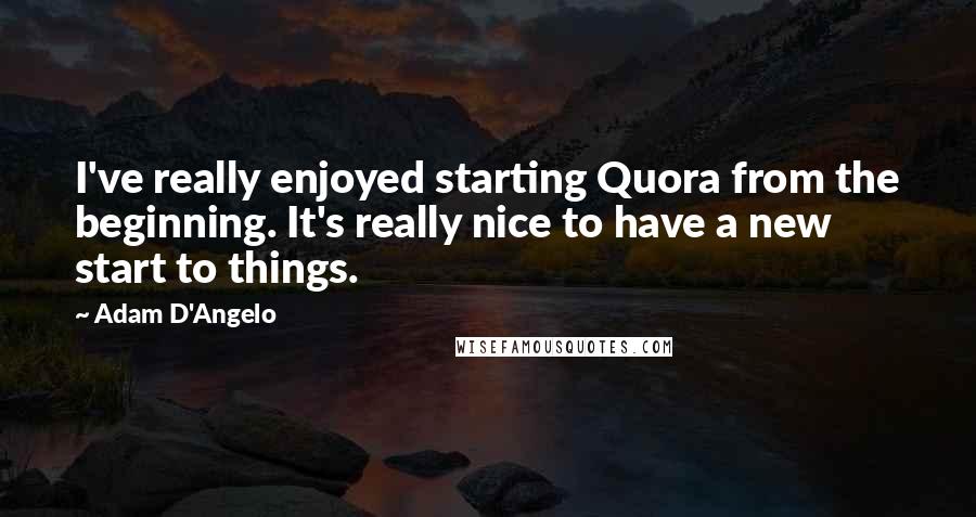 Adam D'Angelo Quotes: I've really enjoyed starting Quora from the beginning. It's really nice to have a new start to things.