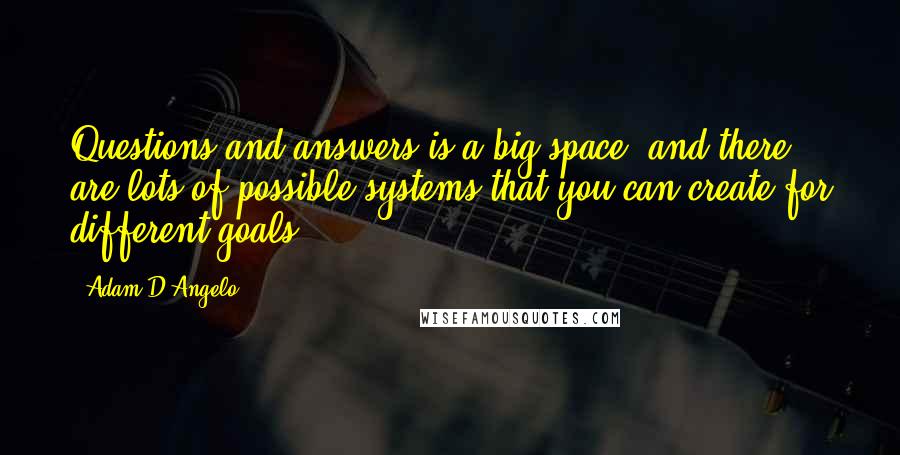 Adam D'Angelo Quotes: Questions and answers is a big space, and there are lots of possible systems that you can create for different goals.