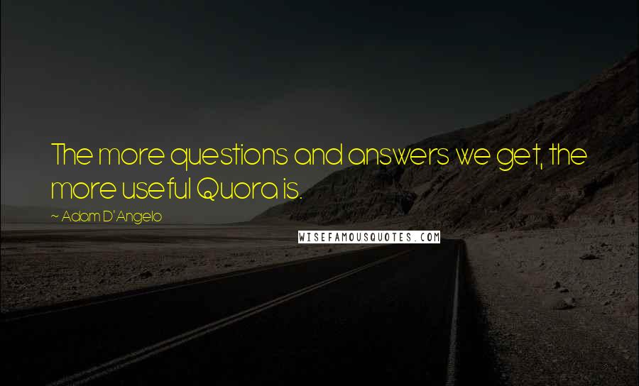 Adam D'Angelo Quotes: The more questions and answers we get, the more useful Quora is.