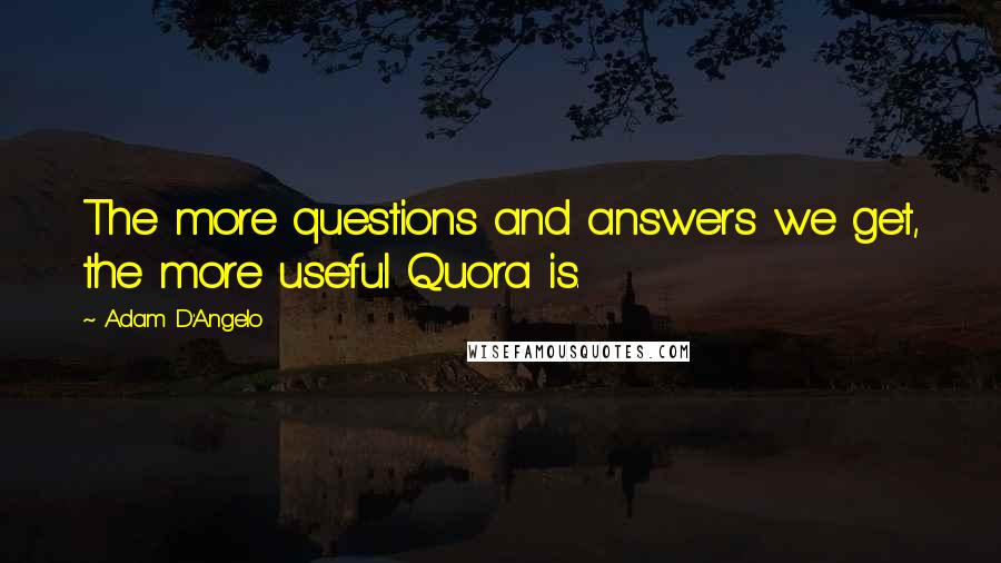 Adam D'Angelo Quotes: The more questions and answers we get, the more useful Quora is.