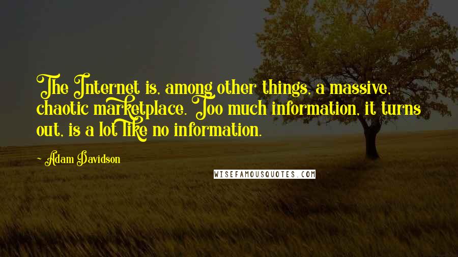 Adam Davidson Quotes: The Internet is, among other things, a massive, chaotic marketplace. Too much information, it turns out, is a lot like no information.