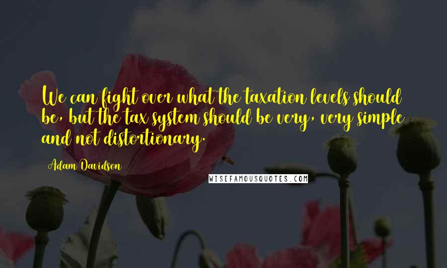 Adam Davidson Quotes: We can fight over what the taxation levels should be, but the tax system should be very, very simple and not distortionary.