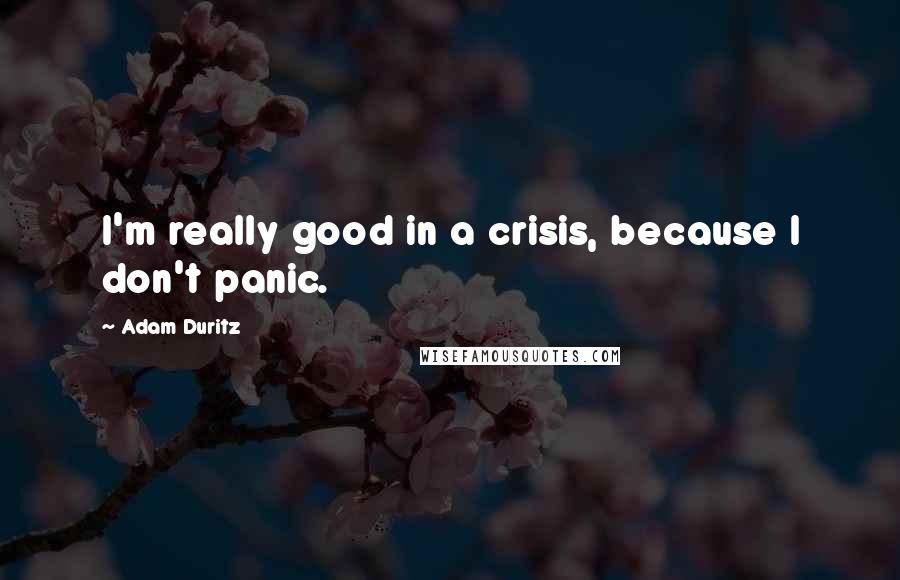 Adam Duritz Quotes: I'm really good in a crisis, because I don't panic.