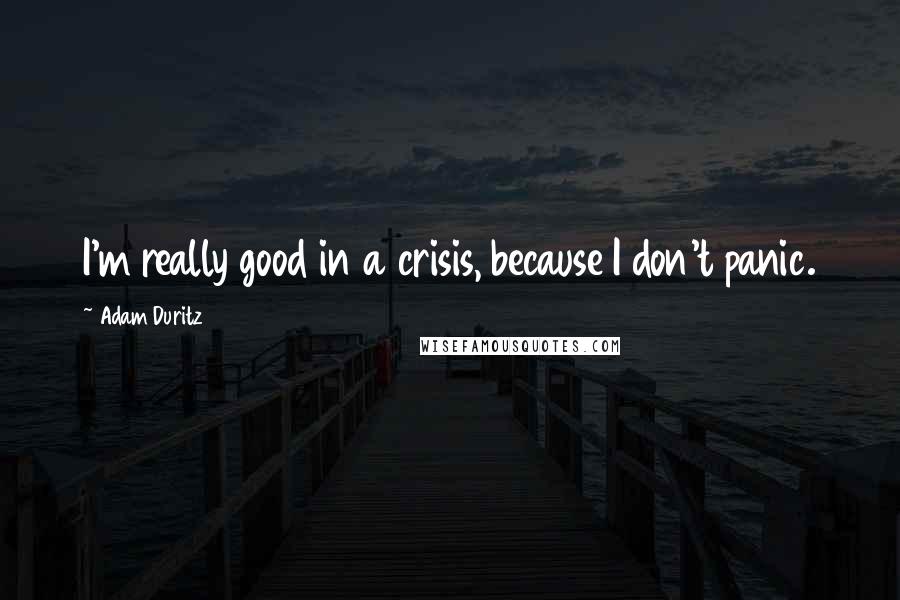 Adam Duritz Quotes: I'm really good in a crisis, because I don't panic.