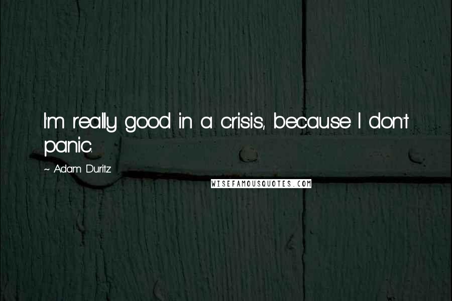 Adam Duritz Quotes: I'm really good in a crisis, because I don't panic.
