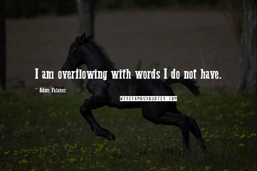 Adam Falkner Quotes: I am overflowing with words I do not have.