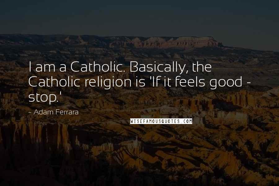 Adam Ferrara Quotes: I am a Catholic. Basically, the Catholic religion is 'If it feels good - stop.'