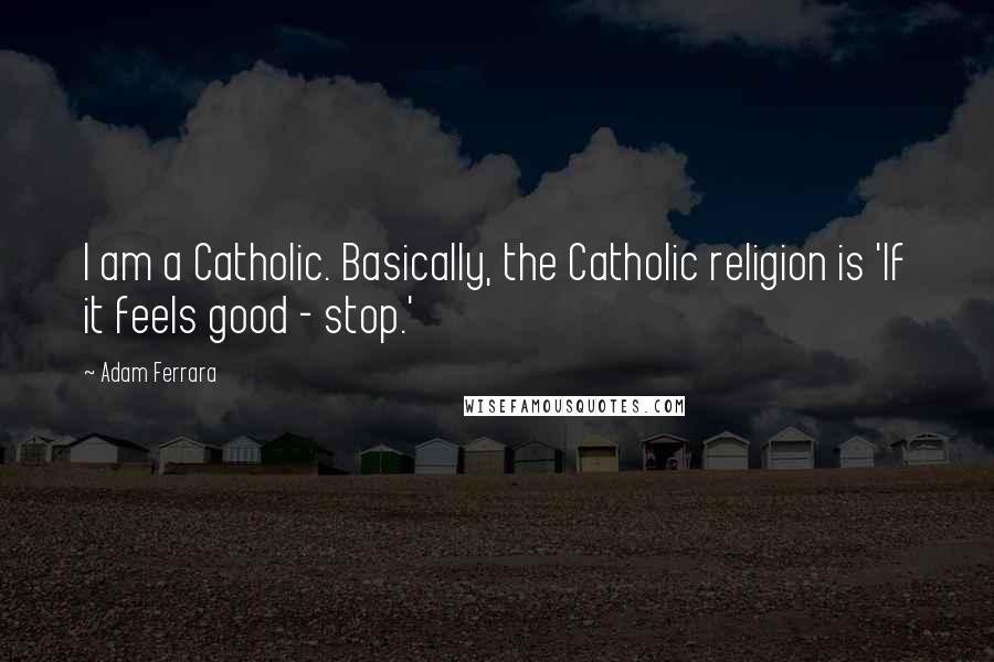 Adam Ferrara Quotes: I am a Catholic. Basically, the Catholic religion is 'If it feels good - stop.'