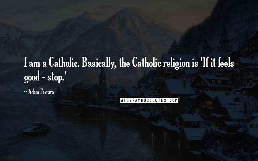 Adam Ferrara Quotes: I am a Catholic. Basically, the Catholic religion is 'If it feels good - stop.'