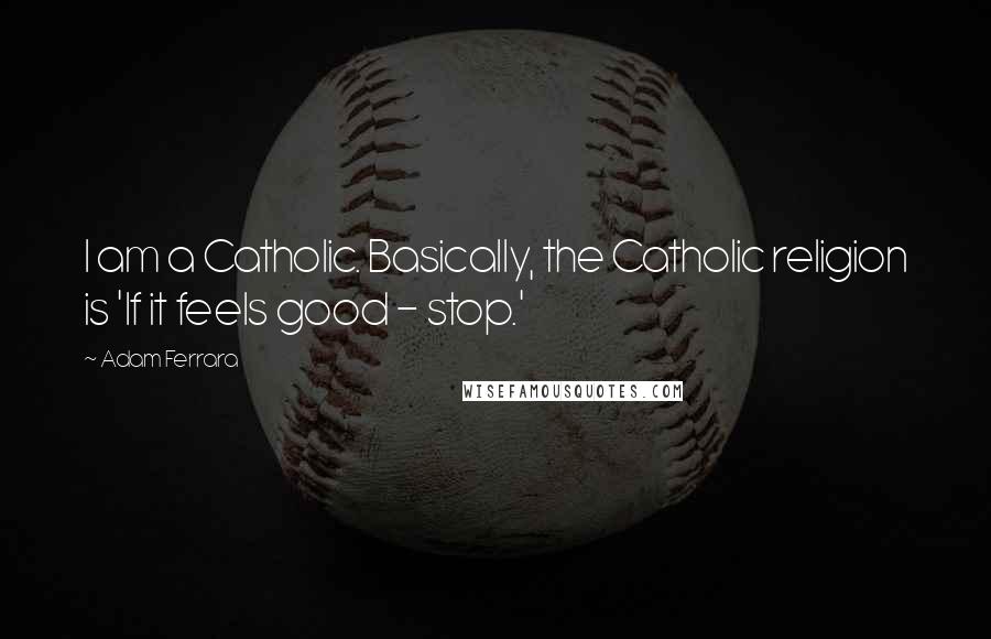 Adam Ferrara Quotes: I am a Catholic. Basically, the Catholic religion is 'If it feels good - stop.'