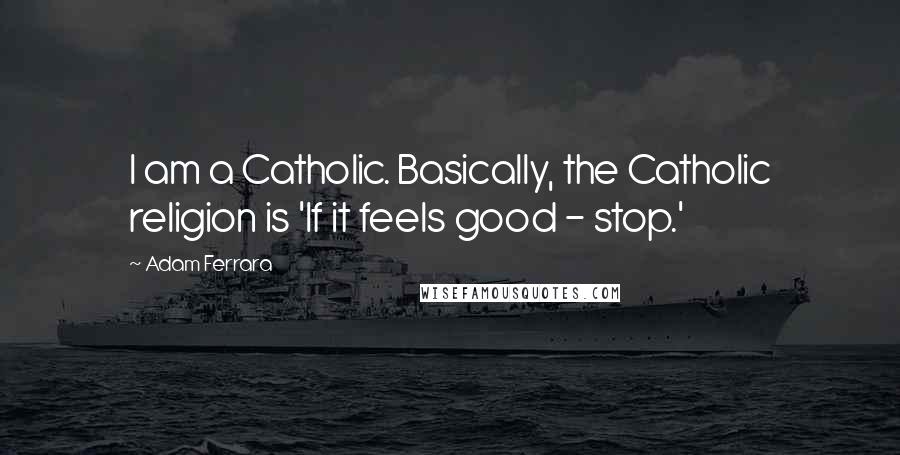 Adam Ferrara Quotes: I am a Catholic. Basically, the Catholic religion is 'If it feels good - stop.'