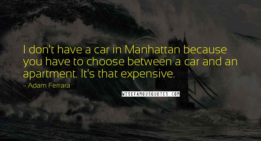 Adam Ferrara Quotes: I don't have a car in Manhattan because you have to choose between a car and an apartment. It's that expensive.