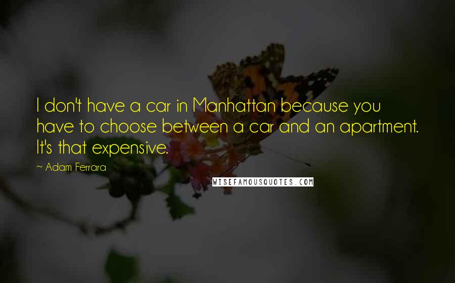 Adam Ferrara Quotes: I don't have a car in Manhattan because you have to choose between a car and an apartment. It's that expensive.