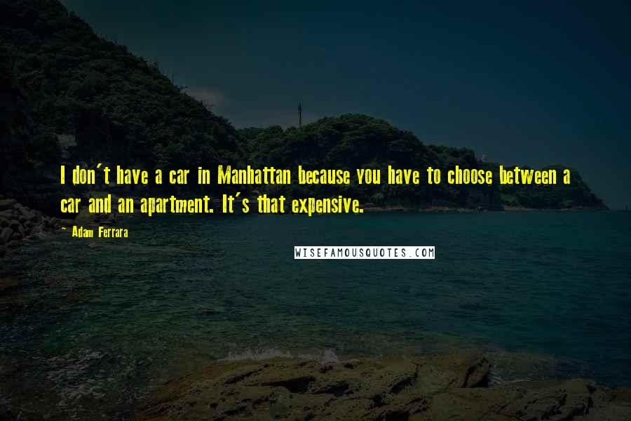 Adam Ferrara Quotes: I don't have a car in Manhattan because you have to choose between a car and an apartment. It's that expensive.