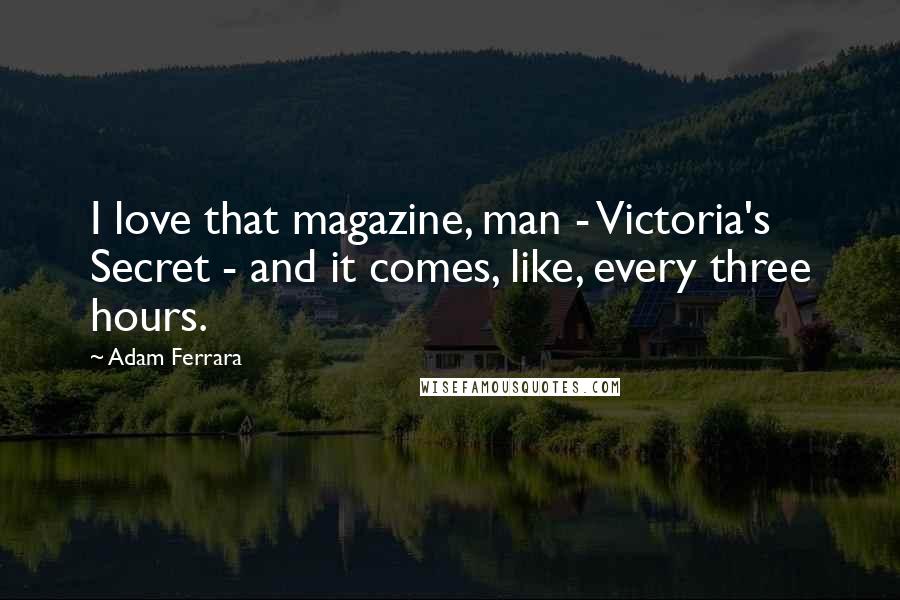 Adam Ferrara Quotes: I love that magazine, man - Victoria's Secret - and it comes, like, every three hours.