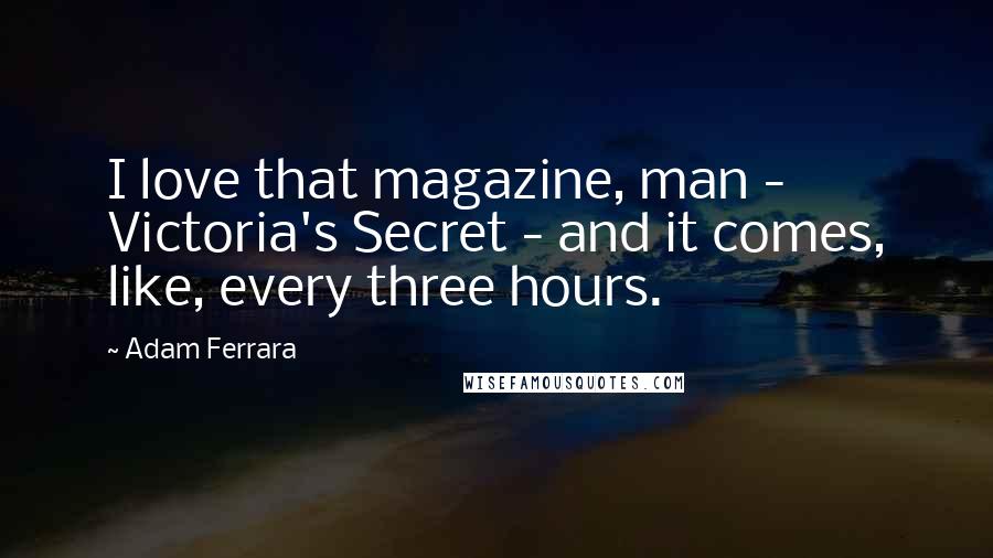 Adam Ferrara Quotes: I love that magazine, man - Victoria's Secret - and it comes, like, every three hours.