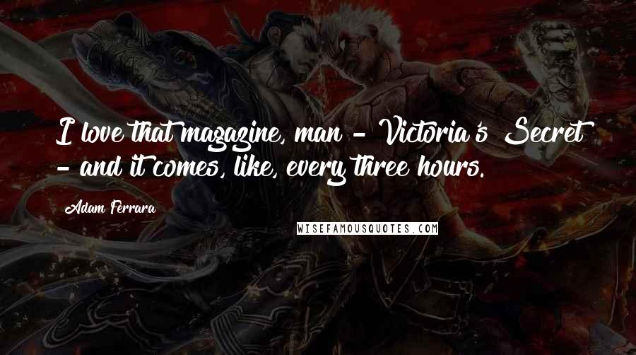 Adam Ferrara Quotes: I love that magazine, man - Victoria's Secret - and it comes, like, every three hours.