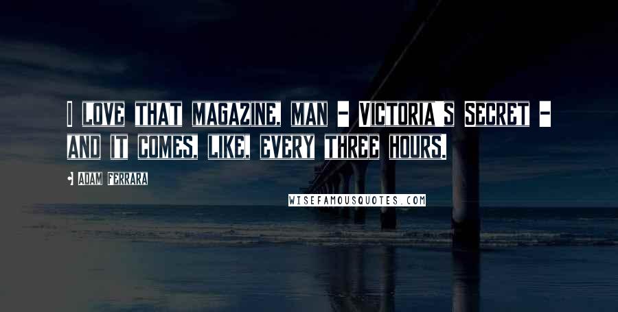 Adam Ferrara Quotes: I love that magazine, man - Victoria's Secret - and it comes, like, every three hours.