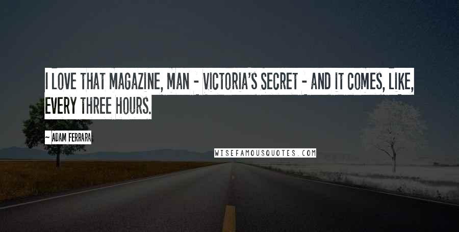 Adam Ferrara Quotes: I love that magazine, man - Victoria's Secret - and it comes, like, every three hours.