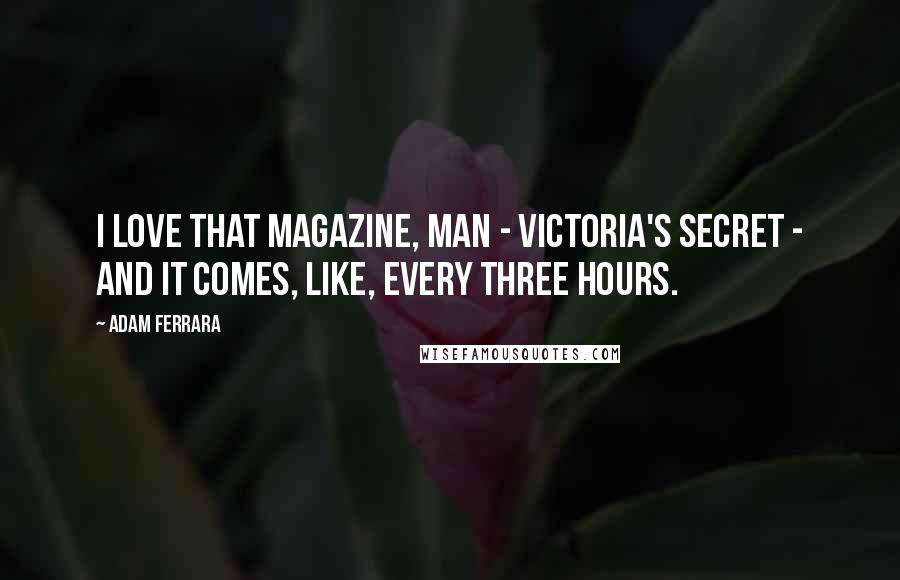 Adam Ferrara Quotes: I love that magazine, man - Victoria's Secret - and it comes, like, every three hours.