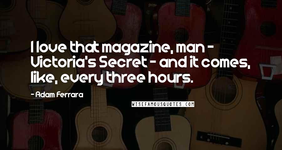 Adam Ferrara Quotes: I love that magazine, man - Victoria's Secret - and it comes, like, every three hours.