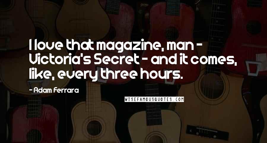 Adam Ferrara Quotes: I love that magazine, man - Victoria's Secret - and it comes, like, every three hours.