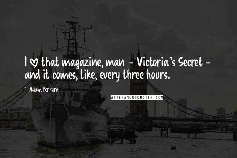 Adam Ferrara Quotes: I love that magazine, man - Victoria's Secret - and it comes, like, every three hours.