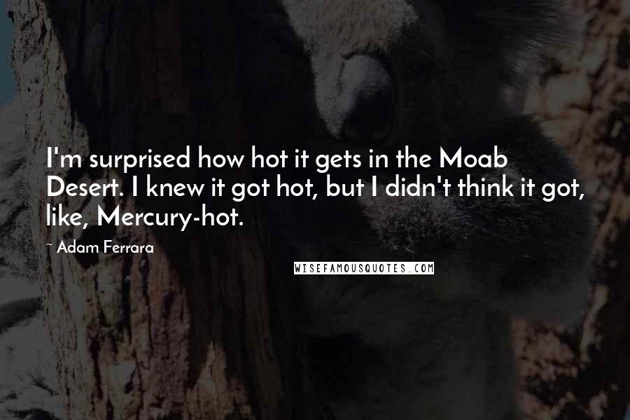 Adam Ferrara Quotes: I'm surprised how hot it gets in the Moab Desert. I knew it got hot, but I didn't think it got, like, Mercury-hot.