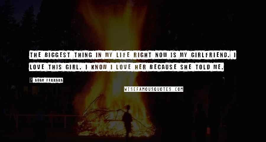 Adam Ferrara Quotes: The biggest thing in my life right now is my girlfriend. I love this girl. I know I love her because she told me.