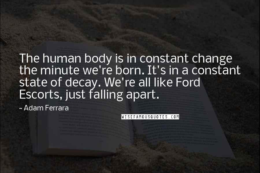 Adam Ferrara Quotes: The human body is in constant change the minute we're born. It's in a constant state of decay. We're all like Ford Escorts, just falling apart.