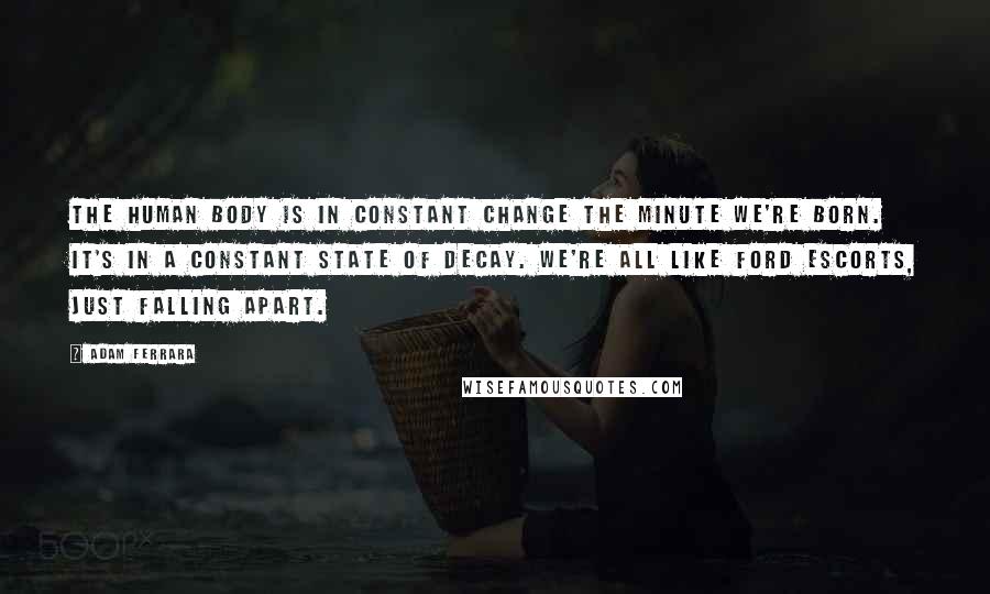 Adam Ferrara Quotes: The human body is in constant change the minute we're born. It's in a constant state of decay. We're all like Ford Escorts, just falling apart.