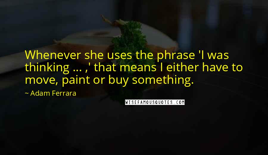 Adam Ferrara Quotes: Whenever she uses the phrase 'I was thinking ... ,' that means I either have to move, paint or buy something.