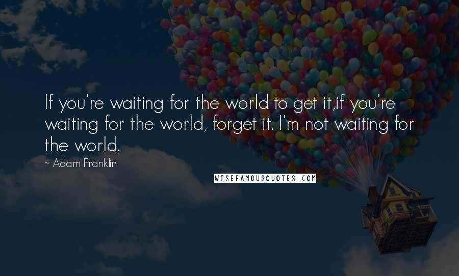 Adam Franklin Quotes: If you're waiting for the world to get it,if you're waiting for the world, forget it. I'm not waiting for the world.