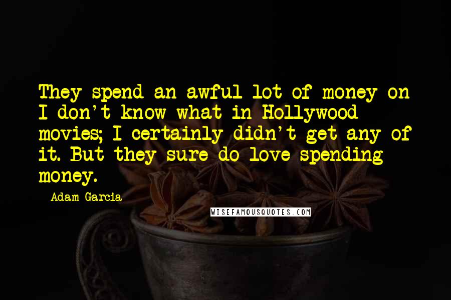 Adam Garcia Quotes: They spend an awful lot of money on I-don't-know-what in Hollywood movies; I certainly didn't get any of it. But they sure do love spending money.