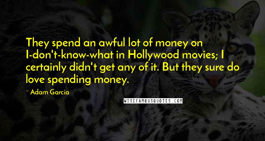 Adam Garcia Quotes: They spend an awful lot of money on I-don't-know-what in Hollywood movies; I certainly didn't get any of it. But they sure do love spending money.