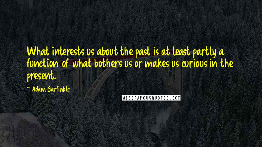 Adam Garfinkle Quotes: What interests us about the past is at least partly a function of what bothers us or makes us curious in the present.