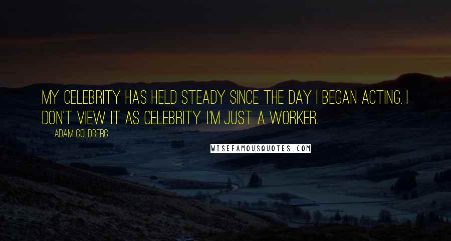 Adam Goldberg Quotes: My celebrity has held steady since the day I began acting. I don't view it as celebrity. I'm just a worker.