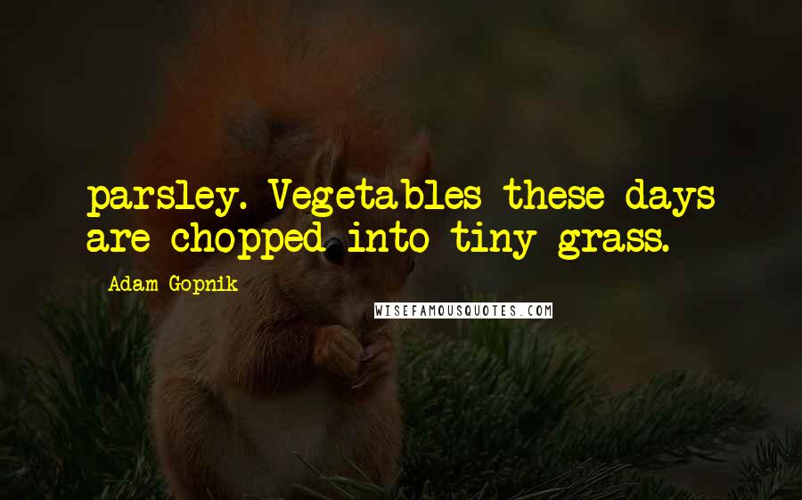 Adam Gopnik Quotes: parsley. Vegetables these days are chopped into tiny grass.