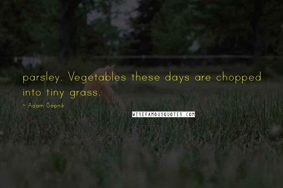 Adam Gopnik Quotes: parsley. Vegetables these days are chopped into tiny grass.