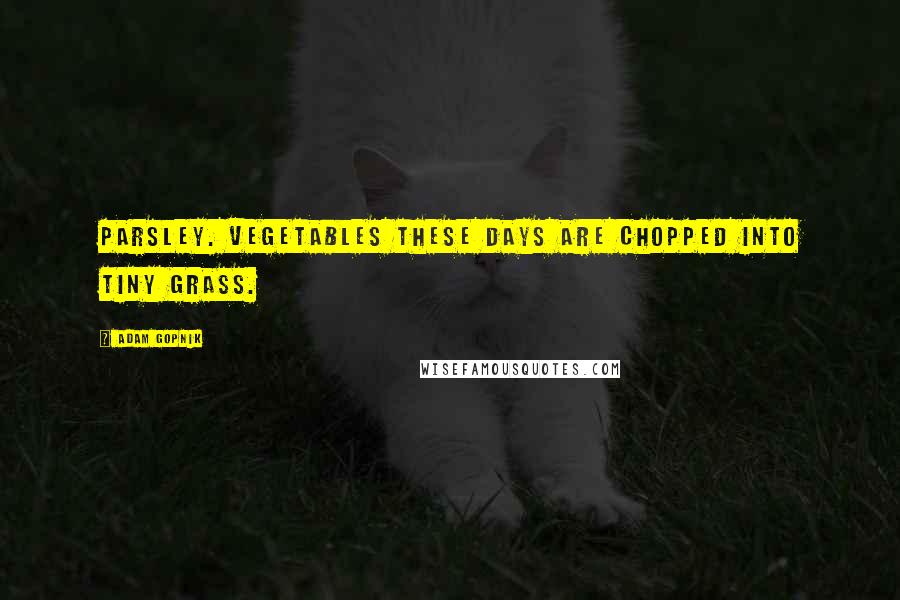 Adam Gopnik Quotes: parsley. Vegetables these days are chopped into tiny grass.