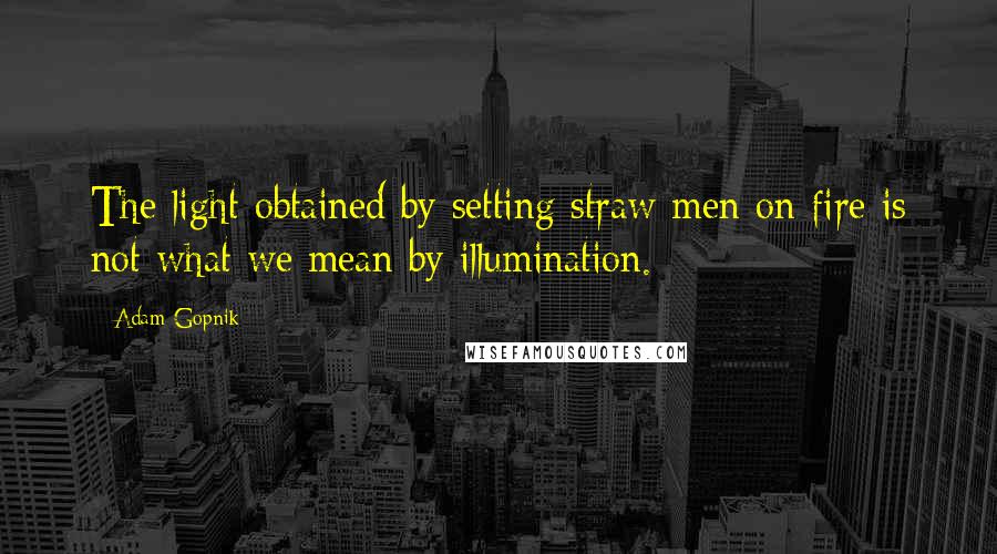 Adam Gopnik Quotes: The light obtained by setting straw men on fire is not what we mean by illumination.