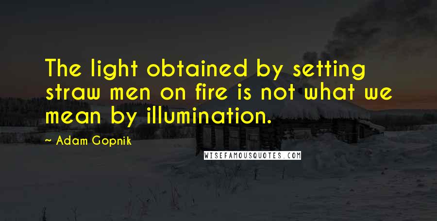 Adam Gopnik Quotes: The light obtained by setting straw men on fire is not what we mean by illumination.