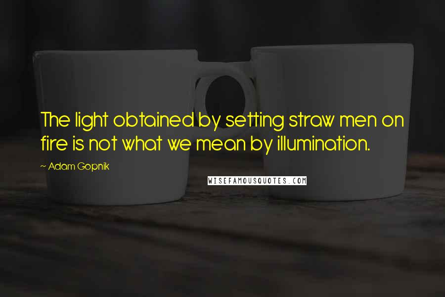 Adam Gopnik Quotes: The light obtained by setting straw men on fire is not what we mean by illumination.