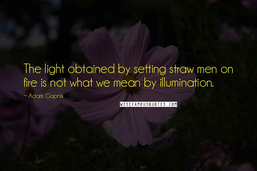 Adam Gopnik Quotes: The light obtained by setting straw men on fire is not what we mean by illumination.