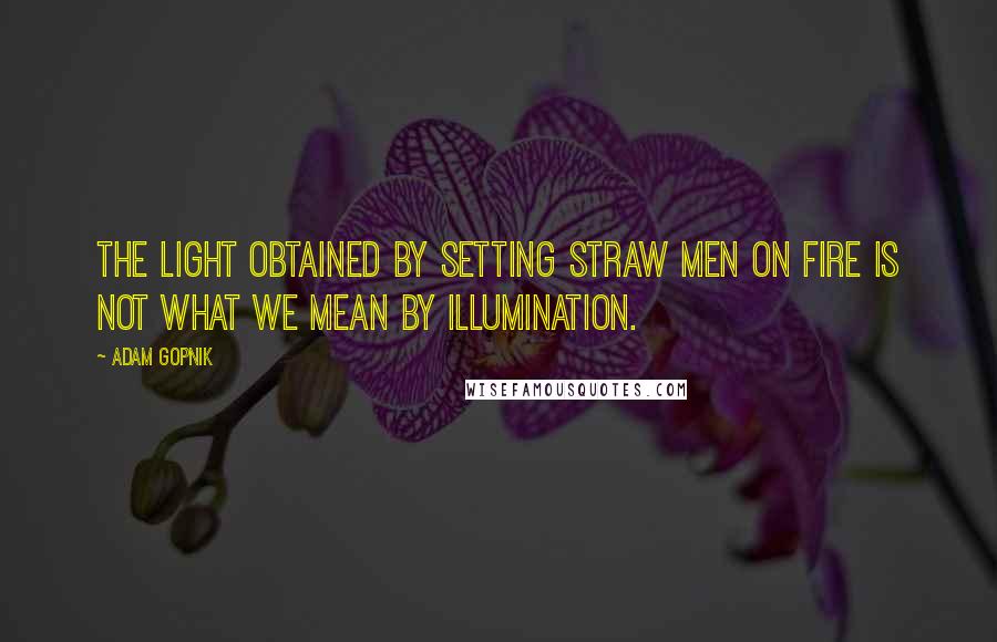 Adam Gopnik Quotes: The light obtained by setting straw men on fire is not what we mean by illumination.