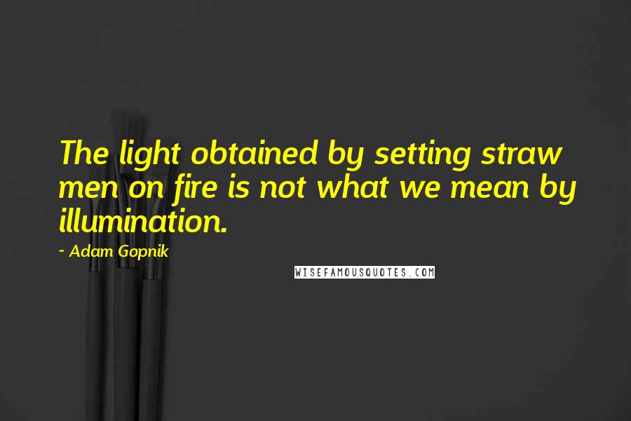 Adam Gopnik Quotes: The light obtained by setting straw men on fire is not what we mean by illumination.